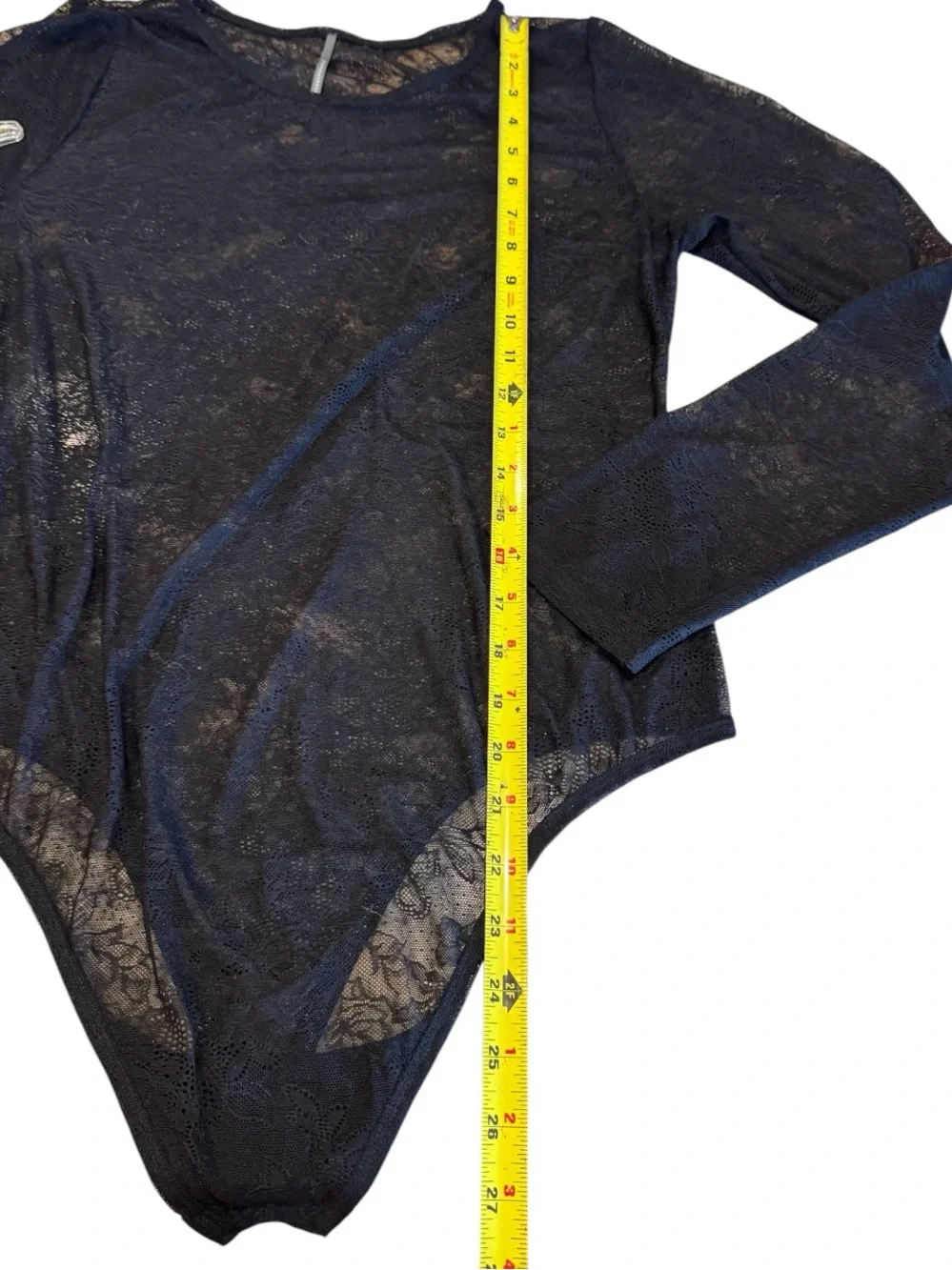 Anthropologie Black Lace Bodysuit |Sheer Seamed Long-Sleeve Top | Gothic Romance